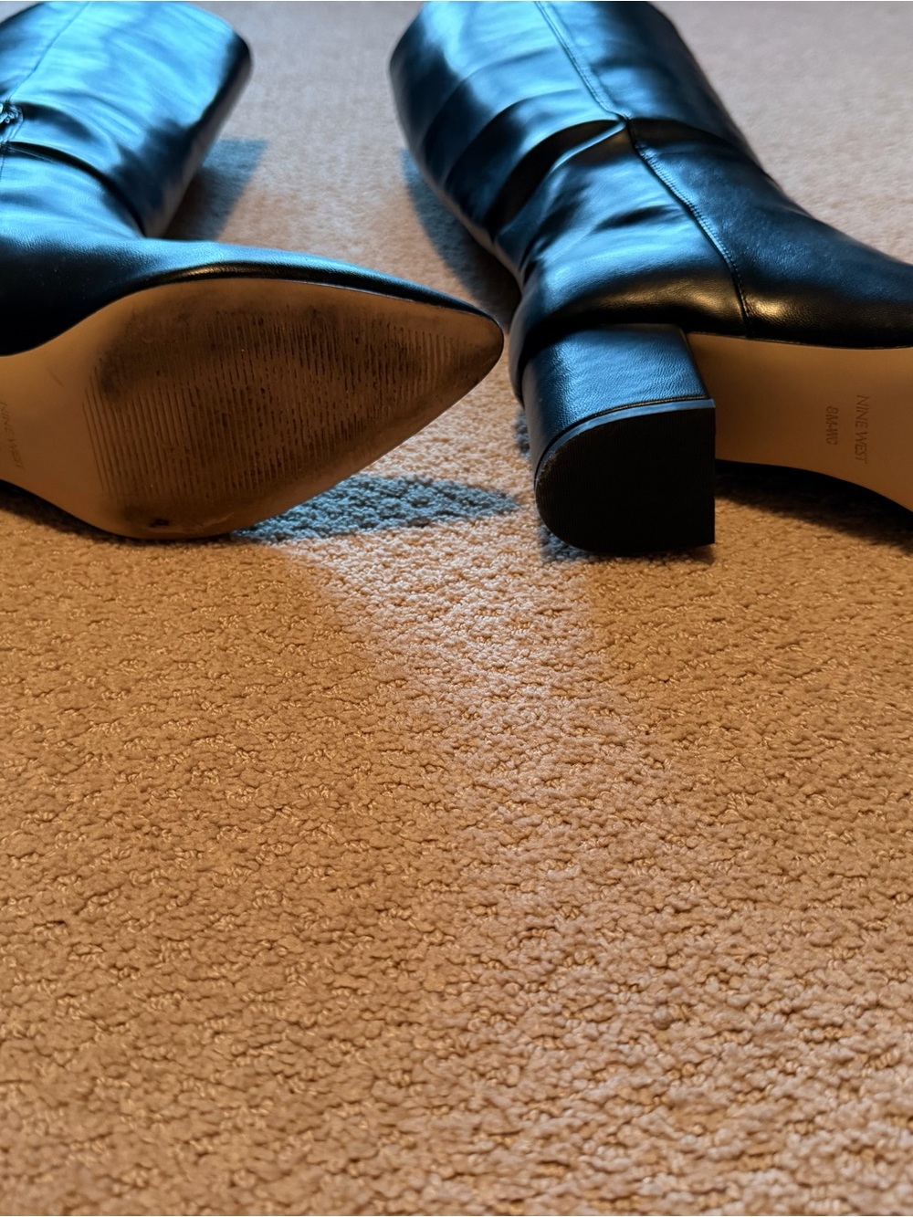 Nine West Black Pointed-Toe Knee-High Block Heel Boots - Picture 3 of 4
